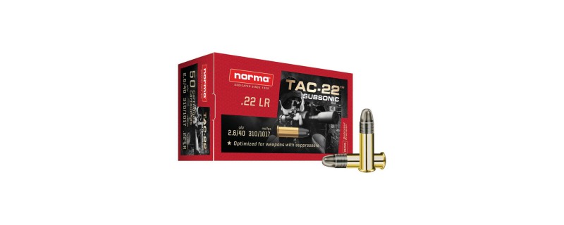 50 CARTOUCHES NORMA 22LR TAC-22 SUBSONIC