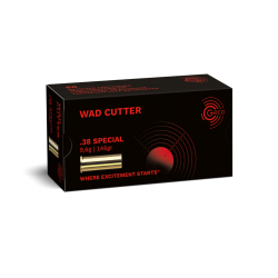 B - 50 CARTOUCHES GECO WAD CUTTER 146GR CALIBRE 38SP